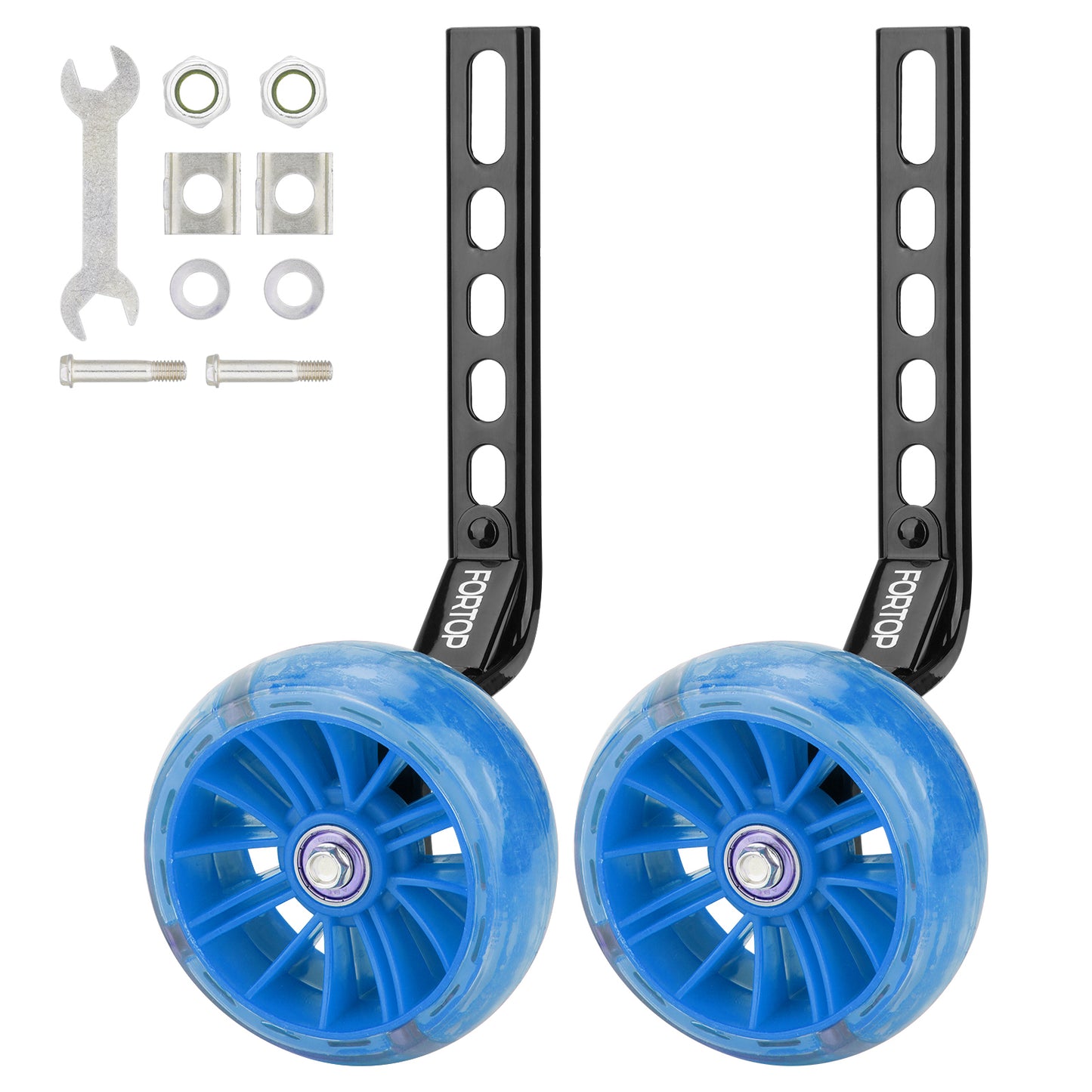 Bike Training Wheels, Pair of Heavy Duty Rear with Stabilizers Mounted Kit for Single Speed Bicycle with 12 14 16 18 20 Inch