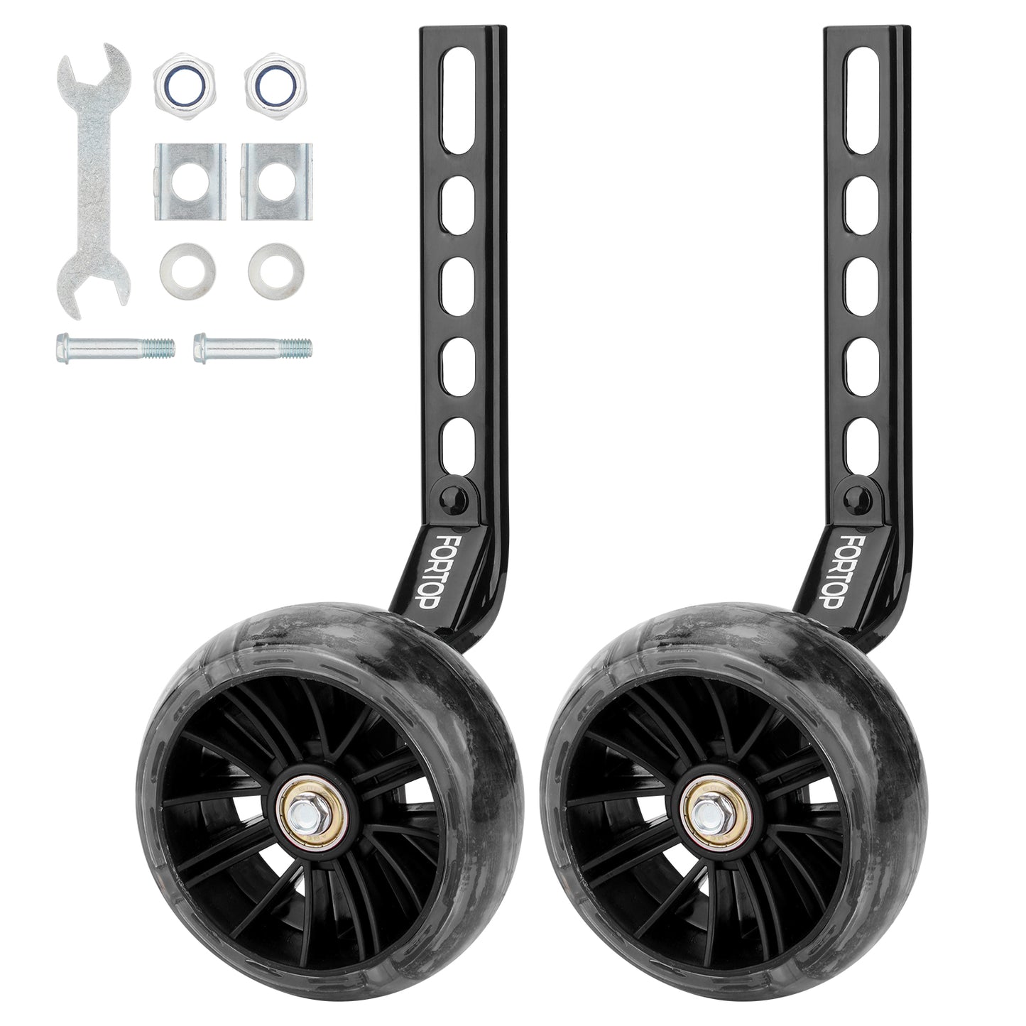 Bike Training Wheels, Pair of Heavy Duty Rear with Stabilizers Mounted Kit for Single Speed Bicycle with 12 14 16 18 20 Inch