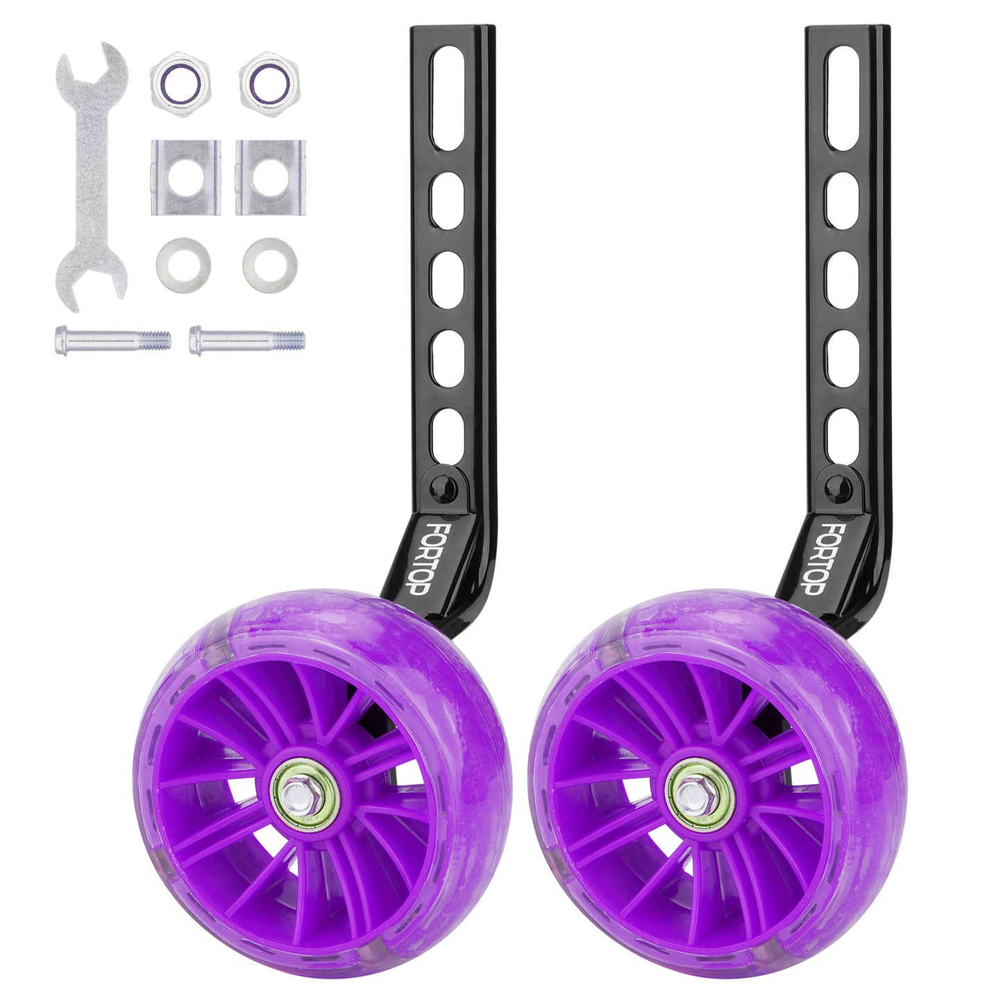 Bike Training Wheels, Pair of Heavy Duty Rear with Stabilizers Mounted Kit for Single Speed Bicycle with 12 14 16 18 20 Inch