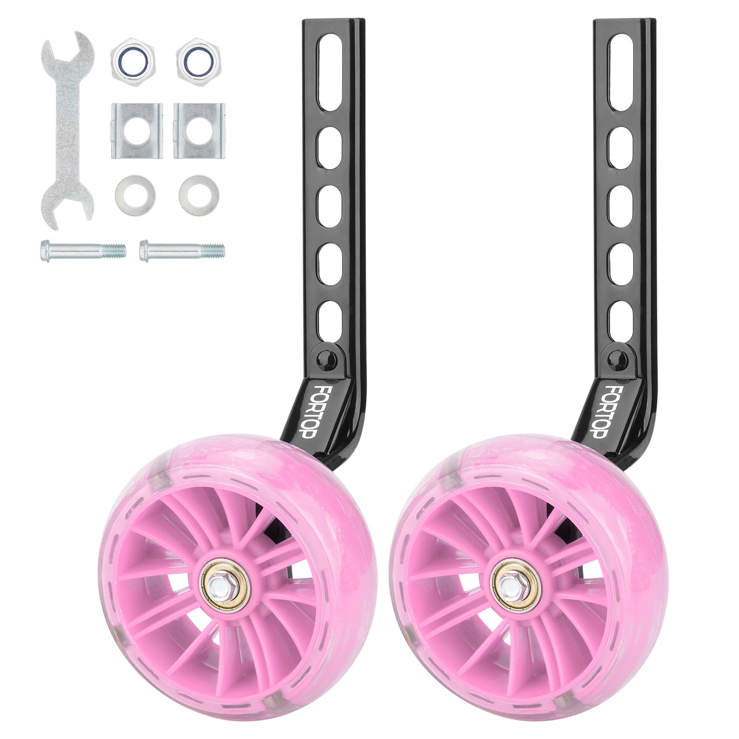 Bike Training Wheels, Pair of Heavy Duty Rear with Stabilizers Mounted Kit for Single Speed Bicycle with 12 14 16 18 20 Inch