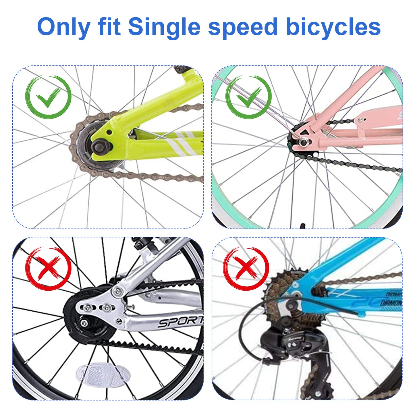 Bike Training Wheels, Pair of Heavy Duty Rear with Stabilizers Mounted Kit for Single Speed Bicycle with 12 14 16 18 20 Inch