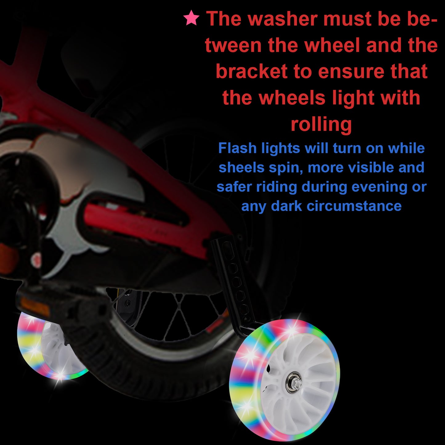 Bike Training Wheels, Pair of Heavy Duty Rear with Stabilizers Mounted Kit for Single Speed Bicycle with 12 14 16 18 20 Inch